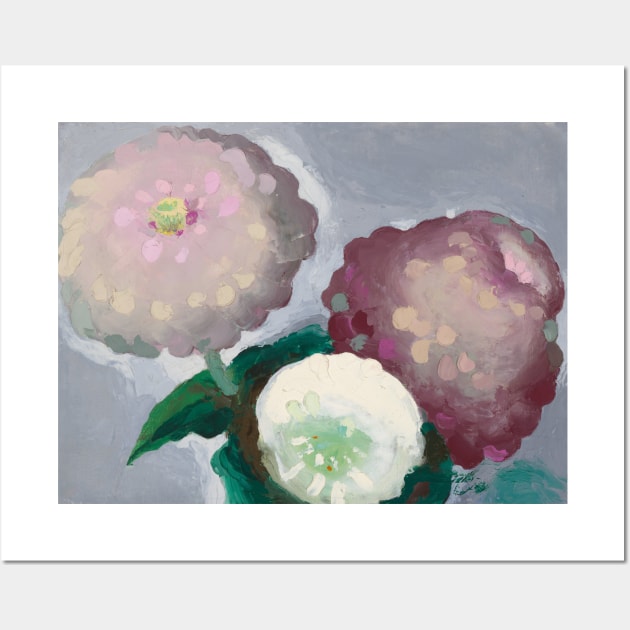 High Resolution Three Zinnias by Georgia O'Keeffe Wall Art by tiokvadrat